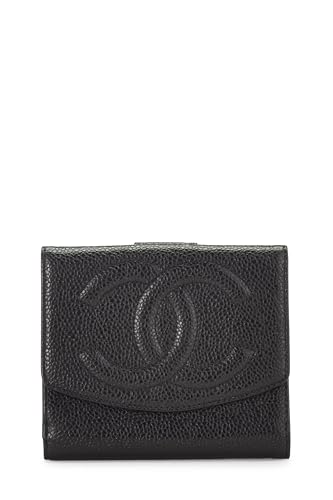 Chanel, Pre-Loved Black Caviar Timeless 'CC' Compact Wallet, Black