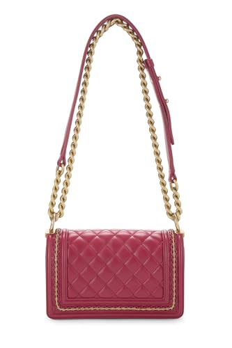 Chanel, Pre-Loved Pink Quilted Lambskin Chain Around Boy Bag Small, Pink