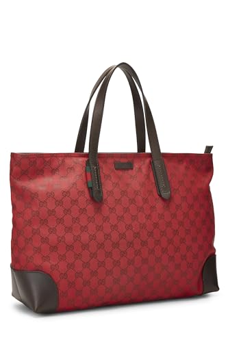 Gucci, Bolso tote grande con lazo de lona GG rojo Pre-Loved, Rojo