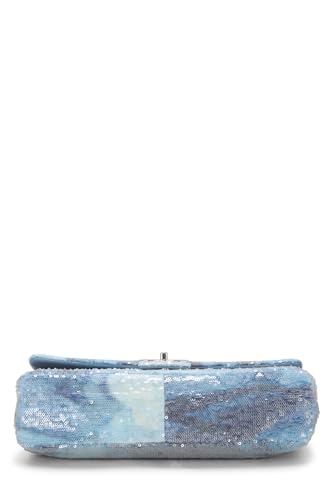 Chanel, Pre-Loved Blue Sequin Waterfall Flap Bag Maxi, Blue