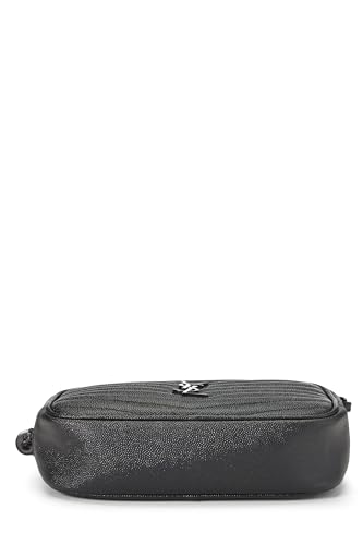 Yves Saint Laurent, sac à main Lou Camera Mini en cuir grainé à chevrons noir d'occasion, noir