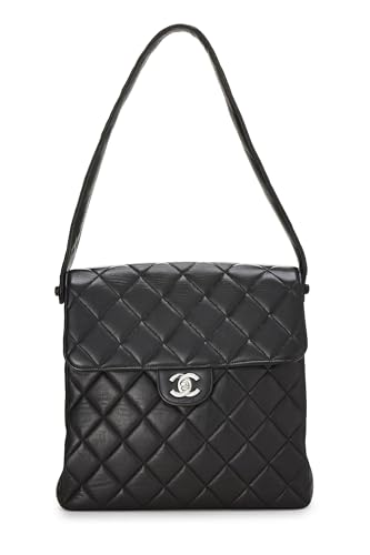 Chanel, Alto de doble cara acolchado de piel de cordero negra Pre-Loved, Negro