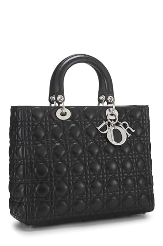 Dior, Pre-Loved Black Cannage Quilted Lambskin Lady Dior Large, Black