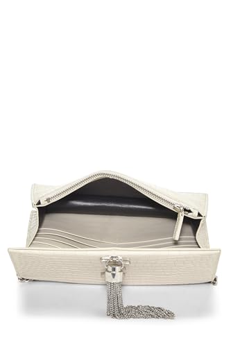 Yves Saint Laurent, Pre-Loved White Embossed Kate Tassel Wallet On Chain (WOC) Small, White