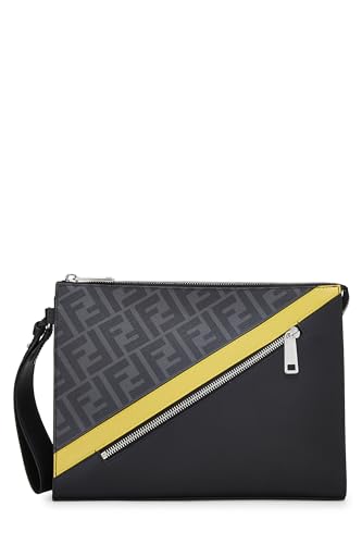 Fendi, Pre-Loved Black Zucca Coated Canvas Clutch, Black