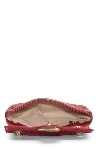 Gucci, Pre-Loved Red Leather GG Marmont Shoulder Bag Small, Red