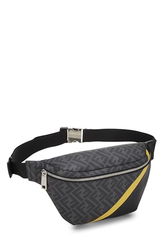 Fendi, Pre-Loved Black Zucca Coated Canvas Belt Bag, Black