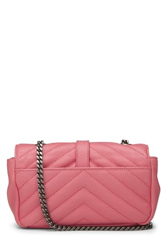 Yves Saint Laurent, Pre-Loved Pink Calfskin Chevron College Wallet on Chain (WOC), Pink