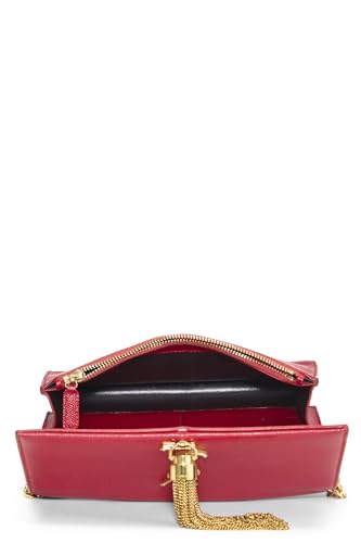 Yves Saint Laurent, Pre-Loved Red Grainy Kate Tassel Wallet On Chain (WOC), Red