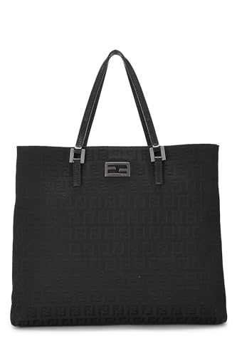 Fendi, Pre-Loved Black Zucchino Canvas Tote Small, Black