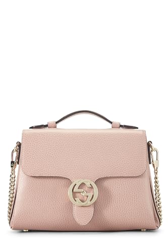 Gucci, sac à main en cuir rose avec poignées entrelacées d'occasion, rose