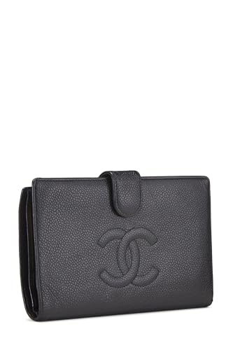 Chanel, Cartera larga 'CC' Black Caviar Timeless Pre-Loved, Negro