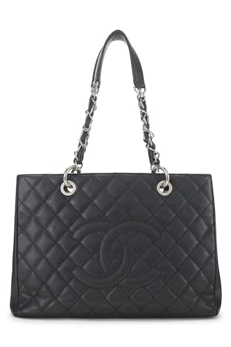 Chanel, Pre-Loved Black Quilted Caviar Grand Shopping Tote (GST), Black