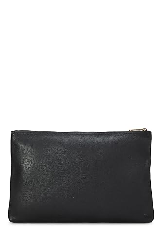 Gucci, Pre-Loved Black Leather Logo Print Pouch, Black