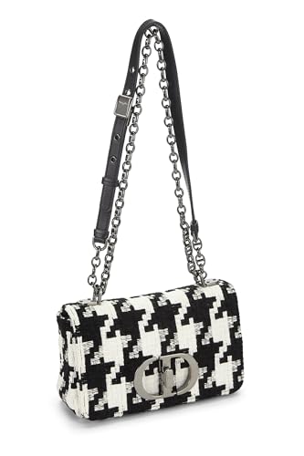 Dior, Pre-Loved Multicolor Houndstooth Canvas Caro Bag Small, Black