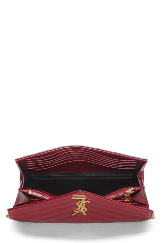 Yves Saint Laurent, Pre-Loved Red Grained Calfskin Envelope Wallet-On-Chain (WOC), Red