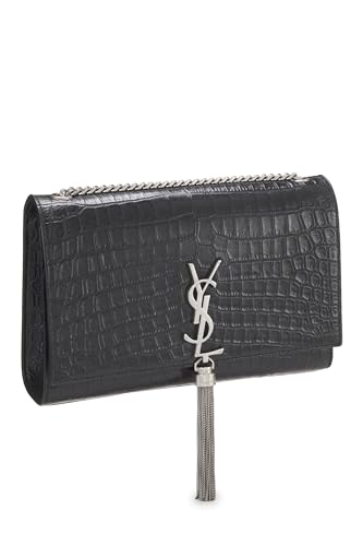 Yves Saint Laurent, Pre-Loved Black Embossed Kate Tassel Medium, Black