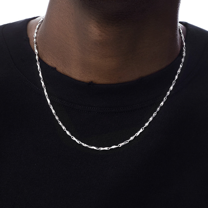 S925 Sterling Silver Necklace Ingot Chain White Gold Plated Choker