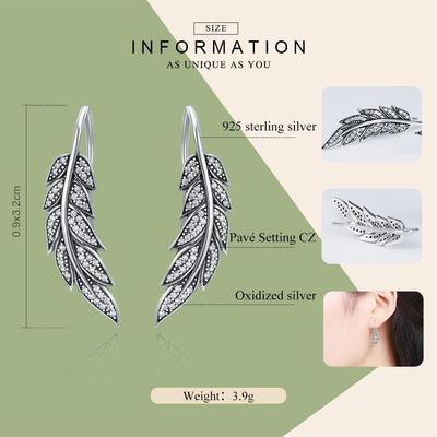 Mika - Boucles d'oreilles en argent sterling avec ailes en plumes pour femmes végétaliennes