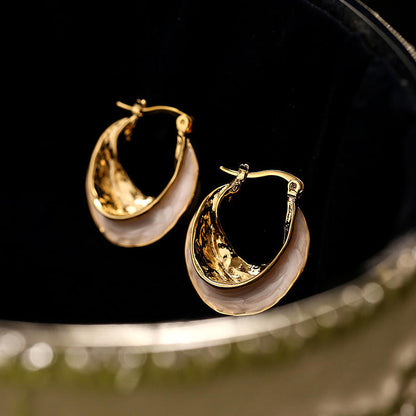 Drip Glazed French Circle Earrings Women