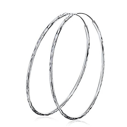 925 Sterling Silver Circle Endless Hoop Earrings as Gifts for Women