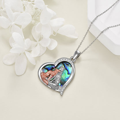 Collier pendentif coeur renard kitsune en argent sterling bijoux cadeaux