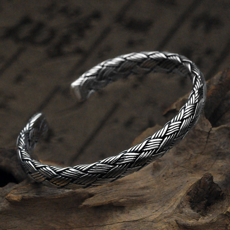 Vintage Twist Hand-woven Silver Bracelet Men And Women