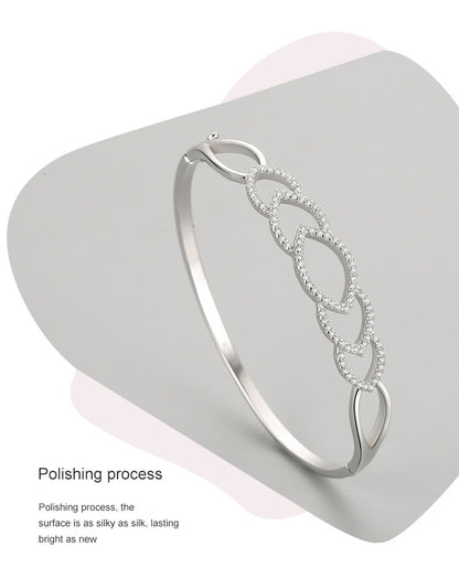 S925 Sterling Silver Women's Chain Hollow Jeweled Bracelet