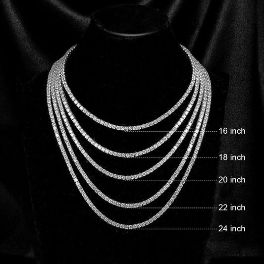 S925 Silver 4 Claw 2mm4mm Zircon Tennis Necklace Necklace