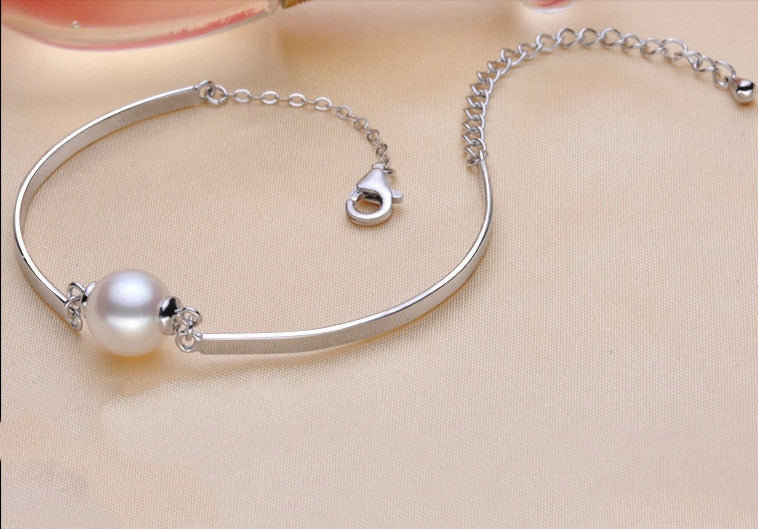 Pulsera de cuentas preciosas redondas de plata s925 para mujer