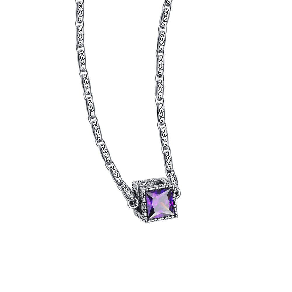 S925 Sterling Silver Large G Double Color Cubic Zircon Necklace Heavy Industry High Quality