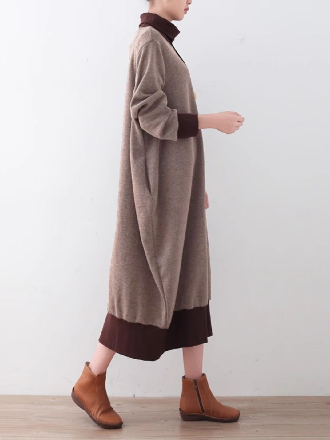 Autumn And Winter New Thickened Cotton Turtleneck Knitting Dress