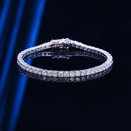 Bracelet en argent sterling S925 avec chaîne de tennis en moissanite à 10 points