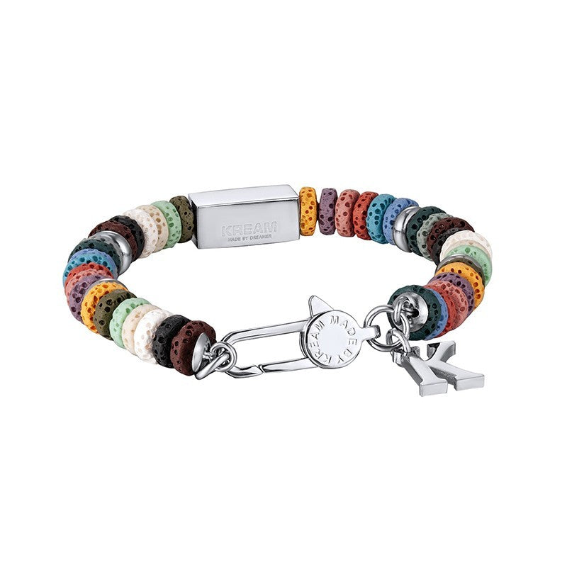 Color Volcanic Stone Bracelet Men's Hip Hop