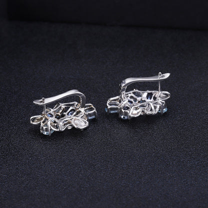 Customized Natural Stone Topaz Stud Earrings Earrings S925 Silver