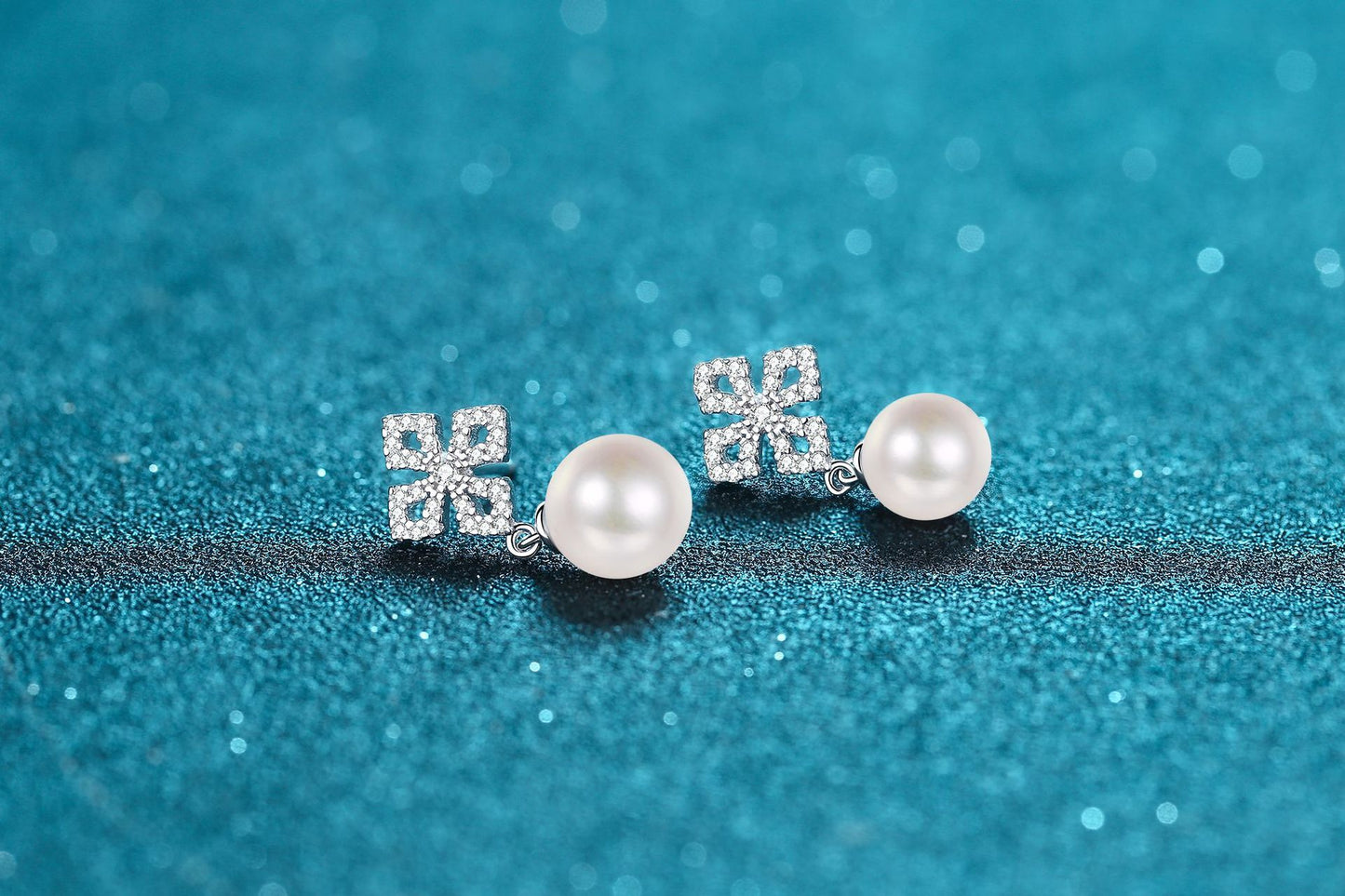 925 Sterling Silver Female 31 Points Moissanite Freshwater Pearl Ear Studs