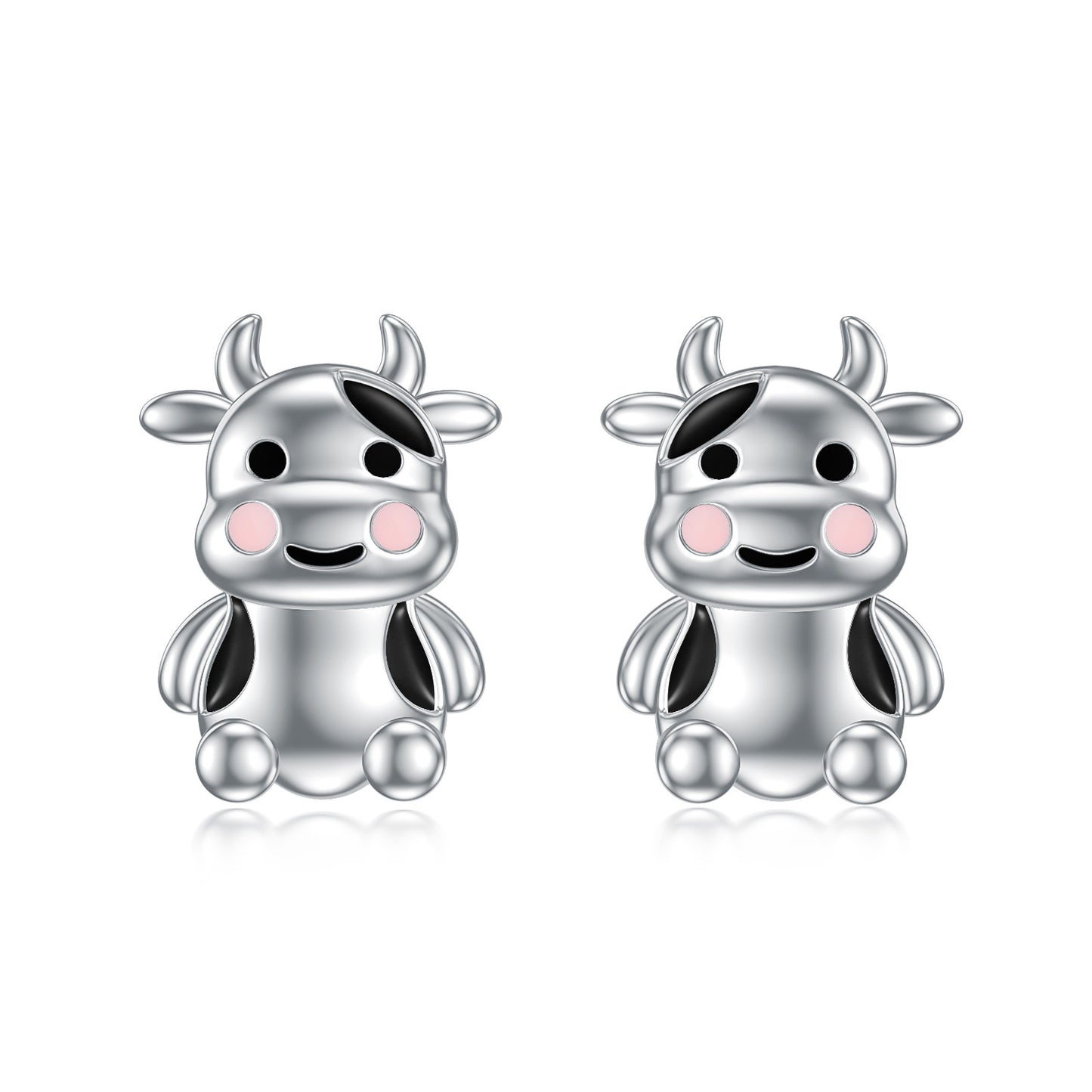 Boucles d'oreilles en forme de vache en argent sterling, bijoux en forme de vache, boucles d'oreilles à tige en forme d'animaux, cadeaux pour femmes, adolescentes, anniversaire