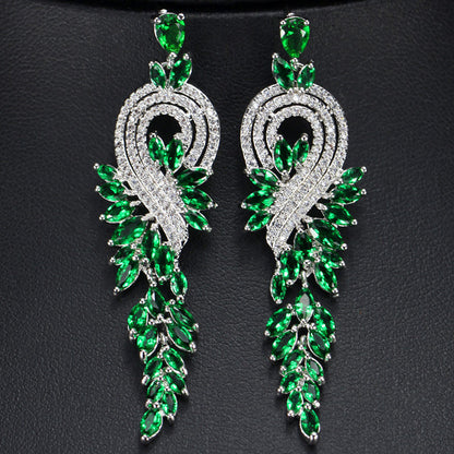 Boucles d'oreilles à pampilles longues plaquées or 18 carats Boucles d'oreilles en diamant émaillé zircon AAA