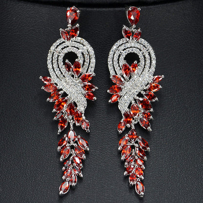 Boucles d'oreilles à pampilles longues plaquées or 18 carats Boucles d'oreilles en diamant émaillé zircon AAA