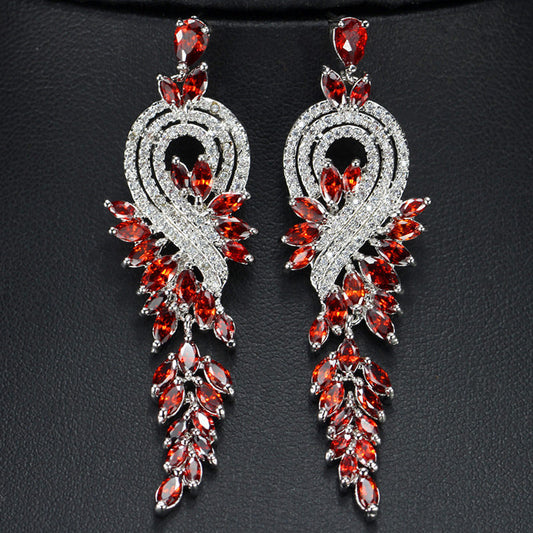 Boucles d'oreilles à pampilles longues plaquées or 18 carats Boucles d'oreilles en diamant émaillé zircon AAA