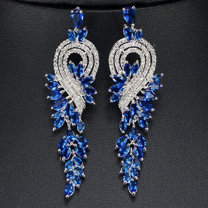 Boucles d'oreilles à pampilles longues plaquées or 18 carats Boucles d'oreilles en diamant émaillé zircon AAA