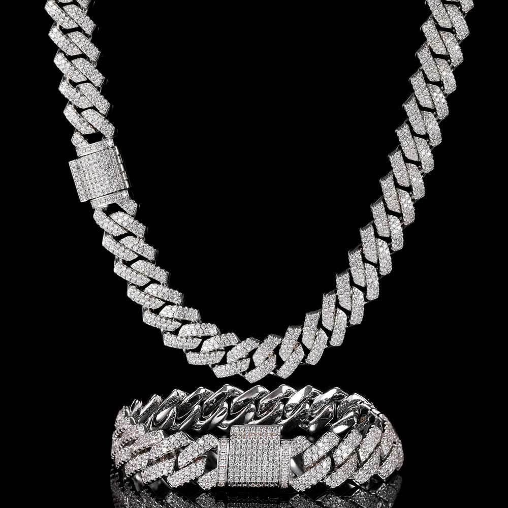 Hip Hop Necklace 14mm Double Row Bar Bracelet