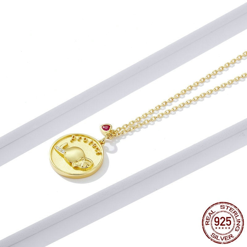 Collar de oro real con elefante en relieve Love Animals