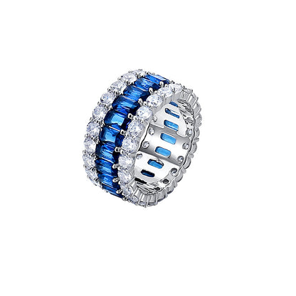 925 Sterling Silver Diamond Color Jewel Ring