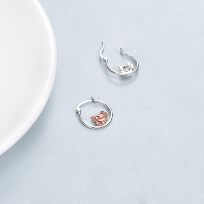 Boucles d'oreilles créoles Axolotl pour femmes en argent sterling 925 Bijoux Axolotl