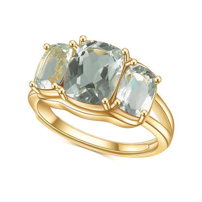 Natural Colored Gems Green Amethyst Ring