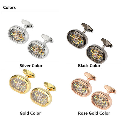 Men's Tourbillon Movement Cufflinks Gun Black French