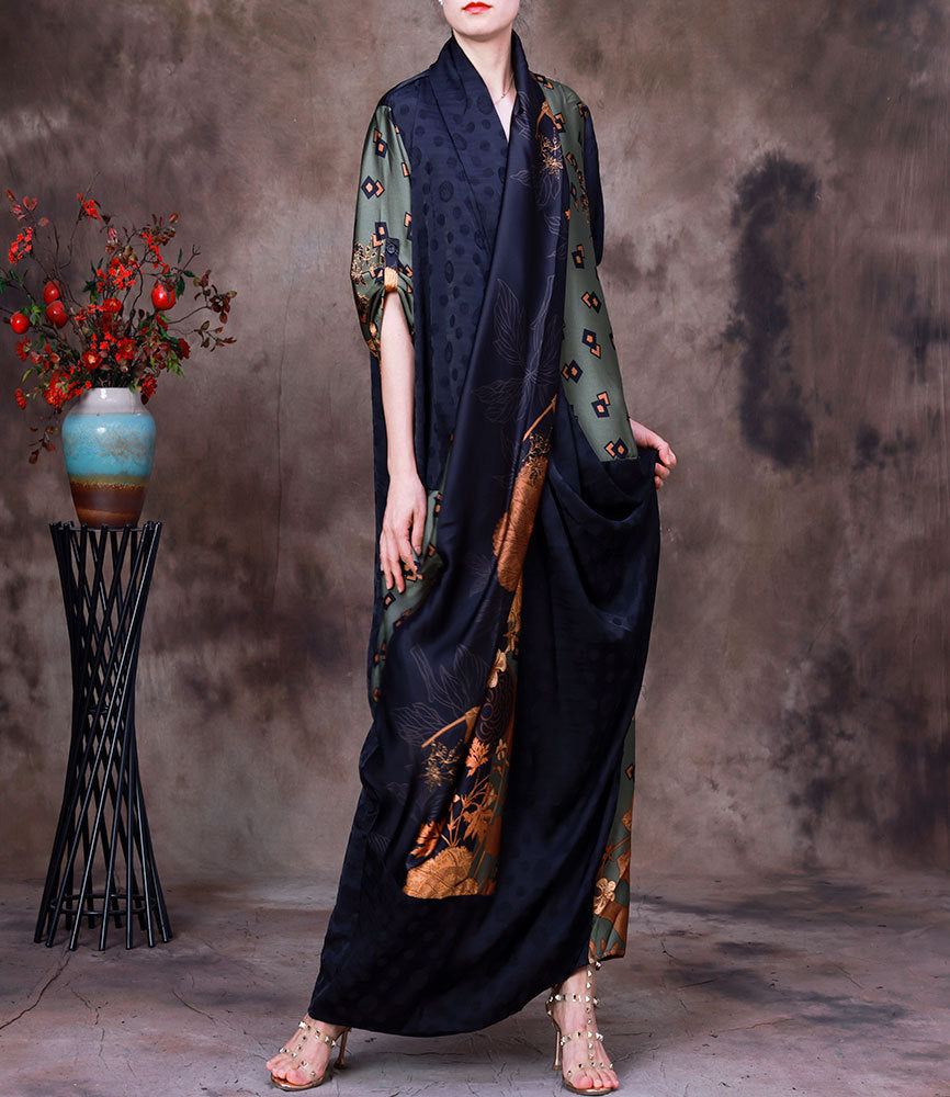 Personality Stitching Slim-fit Silk Dress