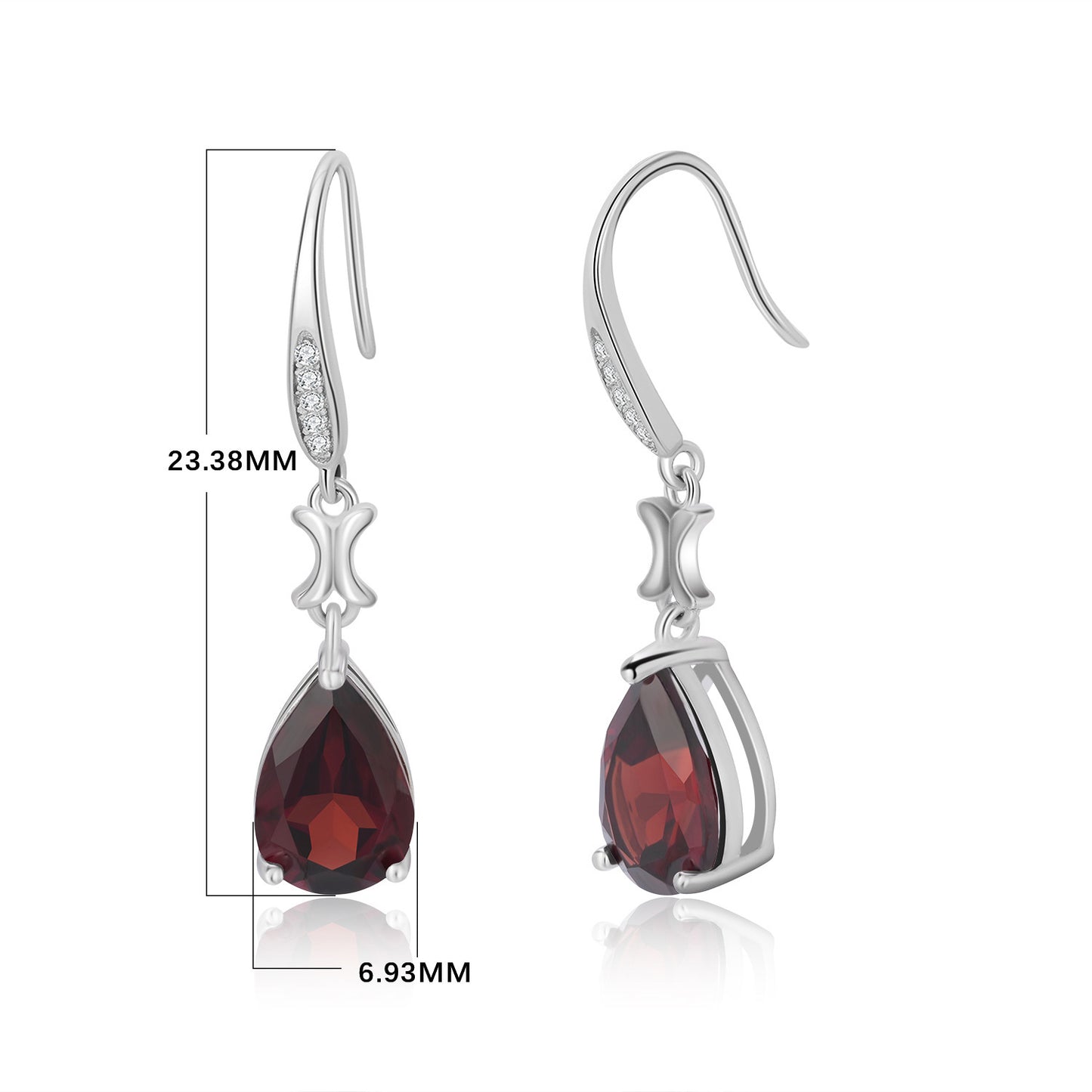 Drop-shaped Natural Garnet S925 Pure Earrings