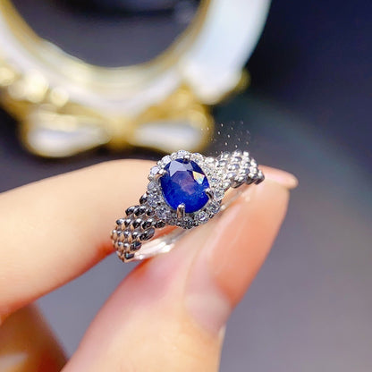 Jewelry Natural Sapphire Ring Silver